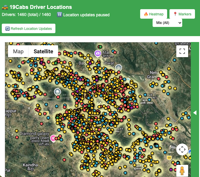19Cabs live driver locations / heatmap
